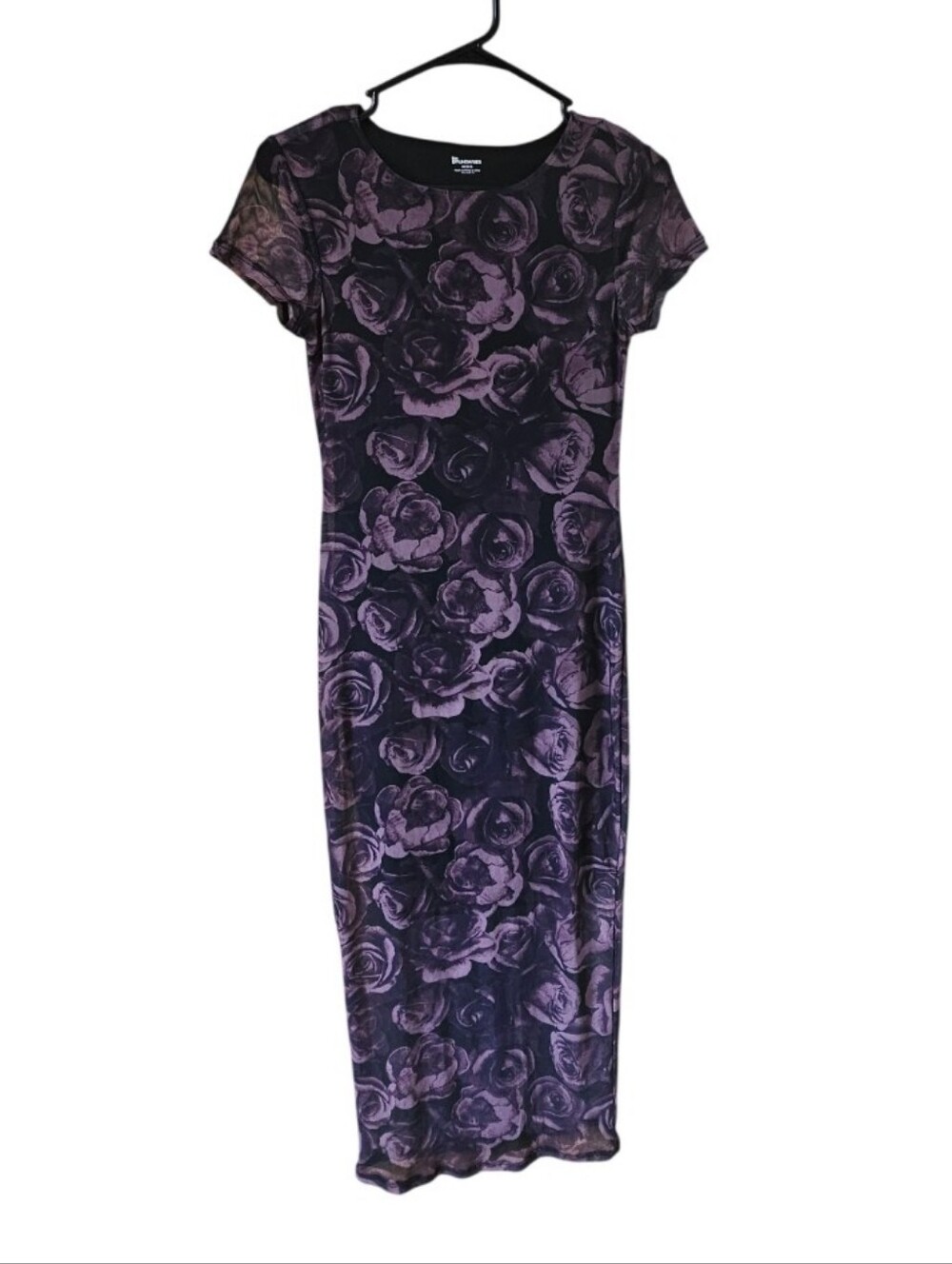 No Boundaries Purple Rose-Print Midi Dress